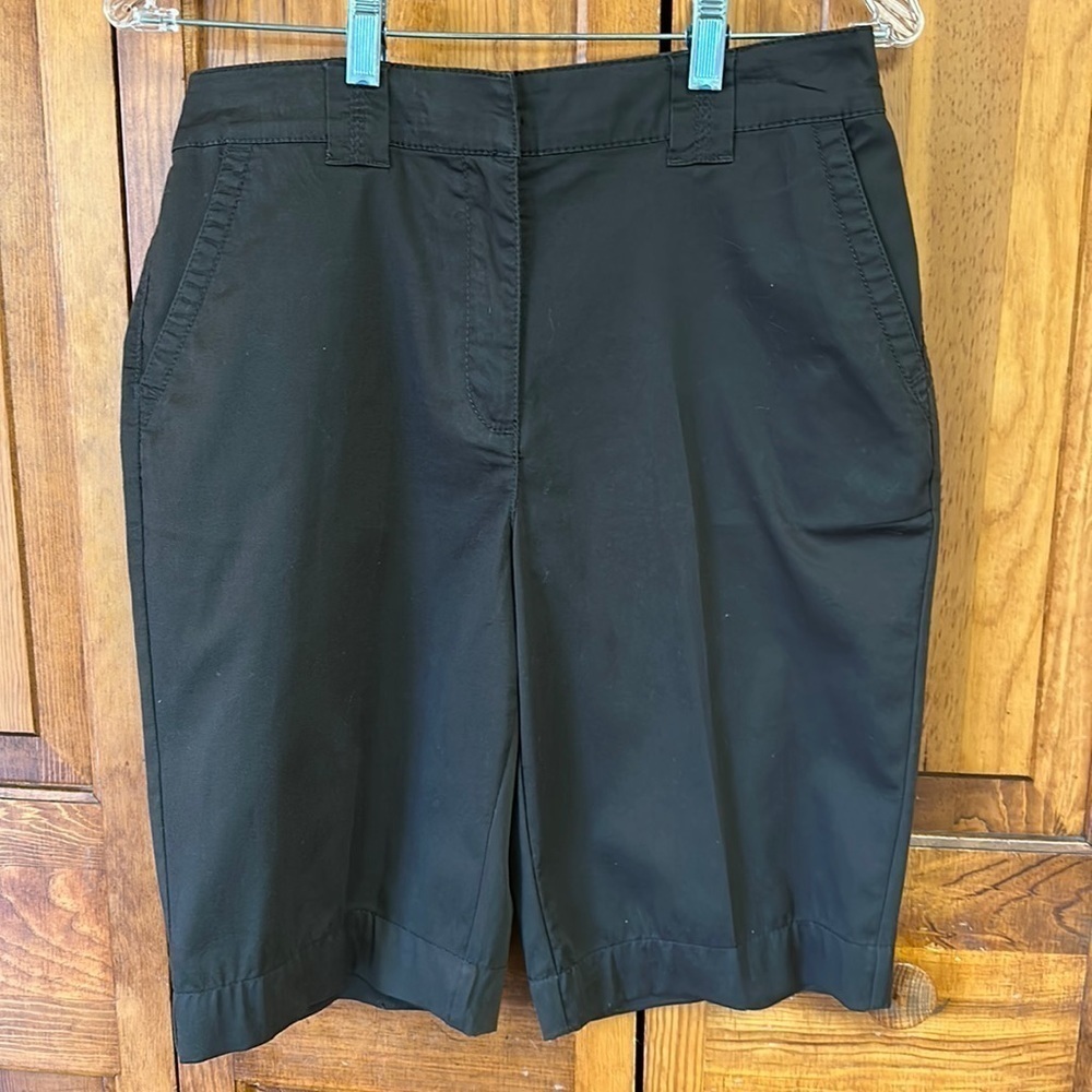 Chicos Deep Chocolate Cotton Blend Buttery Soft Side Elastic Shorts Size 1 - Picture 2 of 6